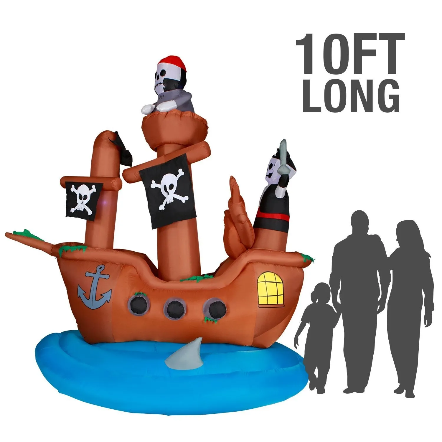 10 ft Wide Haunted Pirate Ship Halloween Inflatable