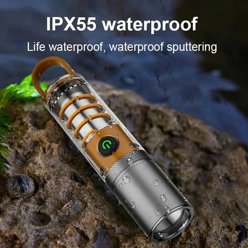 100000 Lumens P70/CT10 White Laser Zoomable Torch Campsite Lamp with Breathing Atmosphere Light Rechargeable Portable Work Lamp for Camping Waterproof