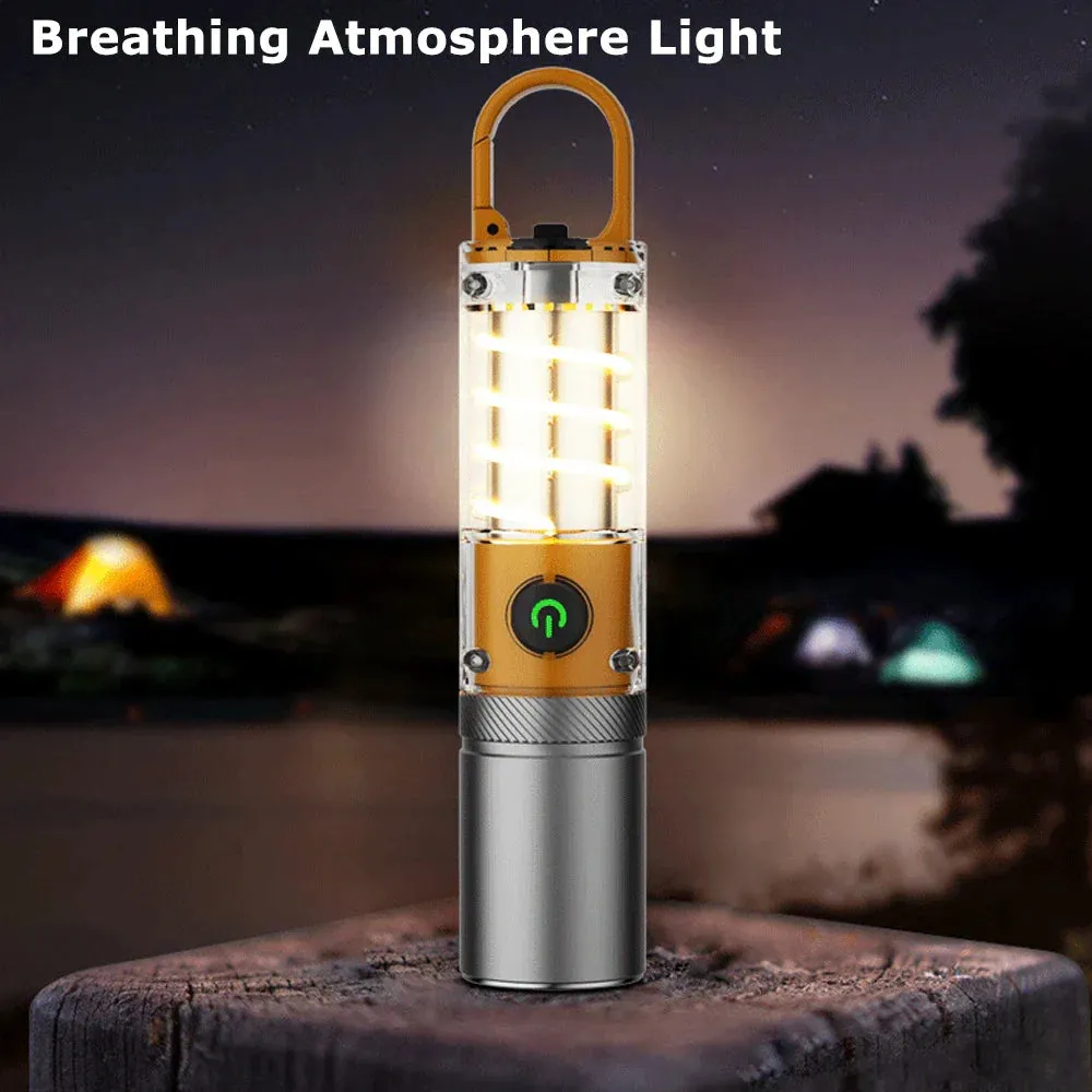 100000 Lumens P70/CT10 White Laser Zoomable Torch Campsite Lamp with Breathing Atmosphere Light Rechargeable Portable Work Lamp for Camping Waterproof
