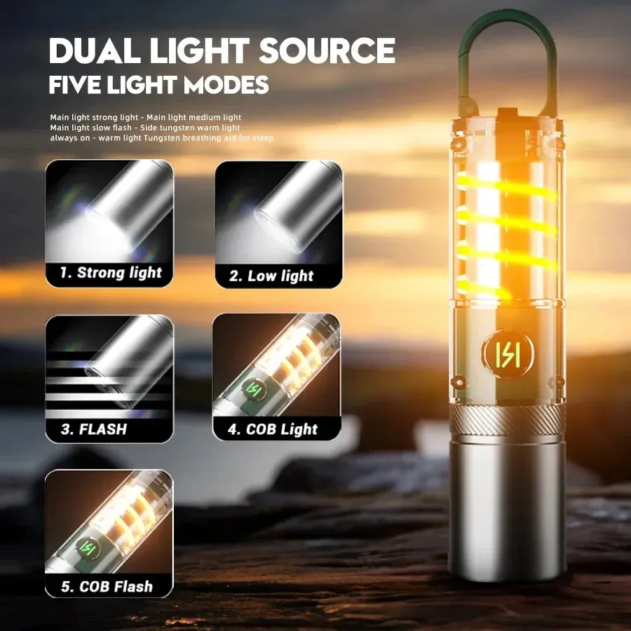 100000 Lumens P70/CT10 White Laser Zoomable Torch Campsite Lamp with Breathing Atmosphere Light Rechargeable Portable Work Lamp for Camping Waterproof
