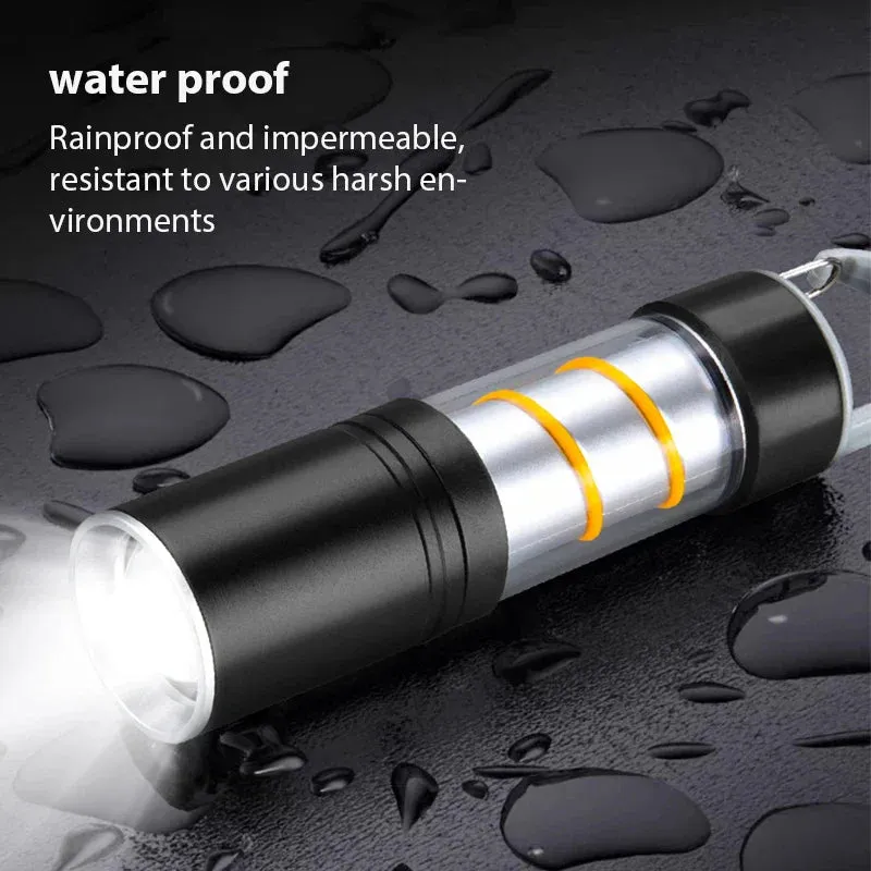 100000LM Mini GT10 Laser Telescopic Zoom Alloy LED Flashlight with 360¡ã Warm Light Camping Light USB Rechargeable Waterproof Tactical Emergency Flashlight