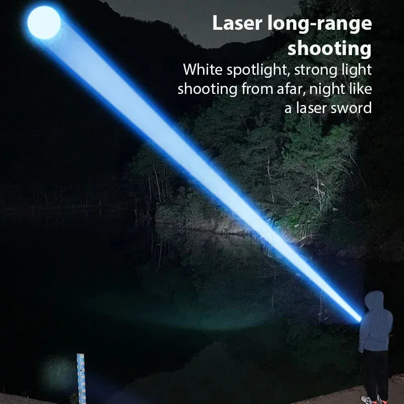 100000LM Mini GT10 Laser Telescopic Zoom Alloy LED Flashlight with 360¡ã Warm Light Camping Light USB Rechargeable Waterproof Tactical Emergency Flashlight