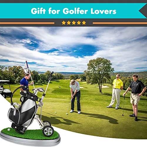 10L0L Golf Pens with Golf Bag Holder Novelty Gifts with 3 Pieces Aluminum Pen Office Desk Golf Bag Pencil Holder for Men Fathers Day Golf Souvenirs Unique Gifts For Golfer Fans Coworker s