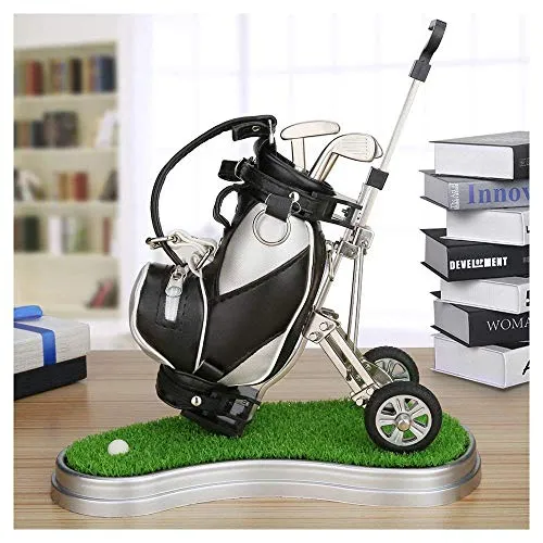 10L0L Golf Pens with Golf Bag Holder Novelty Gifts with 3 Pieces Aluminum Pen Office Desk Golf Bag Pencil Holder for Men Fathers Day Golf Souvenirs Unique Gifts For Golfer Fans Coworker s