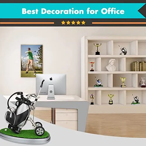 10L0L Golf Pens with Golf Bag Holder Novelty Gifts with 3 Pieces Aluminum Pen Office Desk Golf Bag Pencil Holder for Men Fathers Day Golf Souvenirs Unique Gifts For Golfer Fans Coworker s