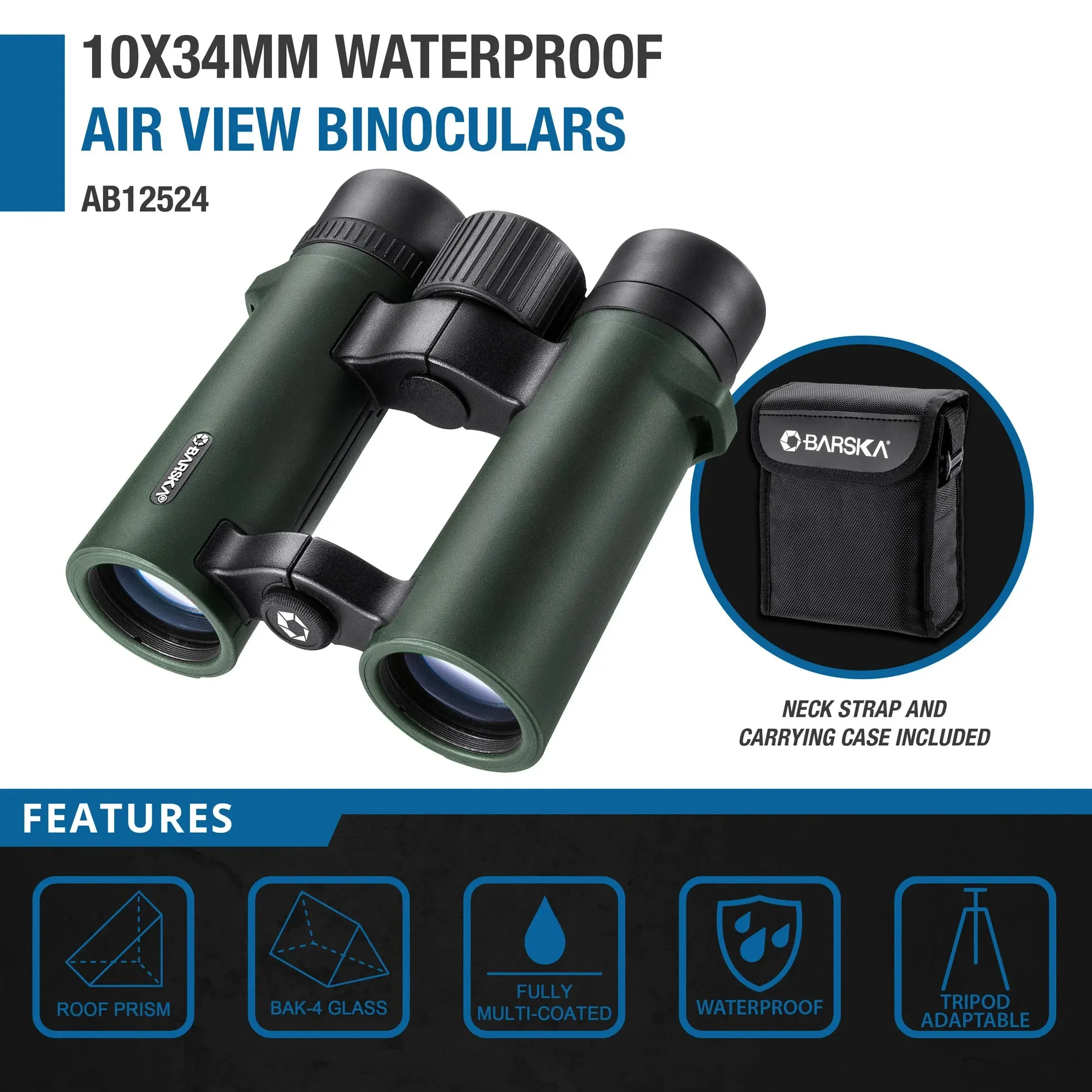 10x34mm Air View Waterproof Open Bridge Binoculars | AB12524