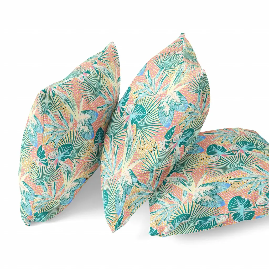 16” Blue Peach Tropical Zippered Suede Throw Pillow