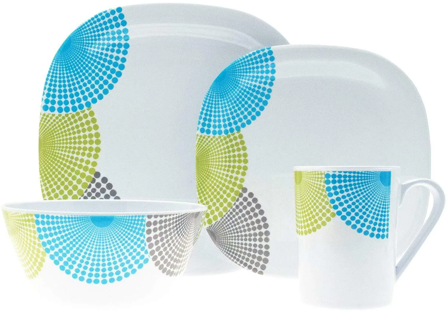 16Pc Dinner Set Plates Bowls Cups Bbq Camping Fishing Picnic Outdoor Dining Sets