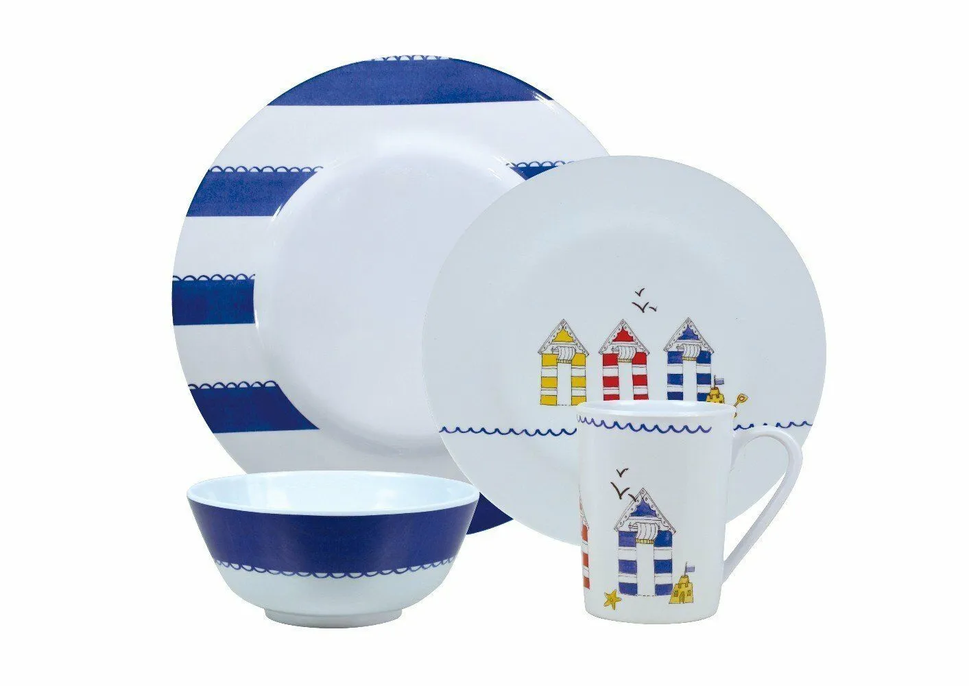 16Pc Dinner Set Plates Bowls Cups Bbq Camping Fishing Picnic Outdoor Dining Sets