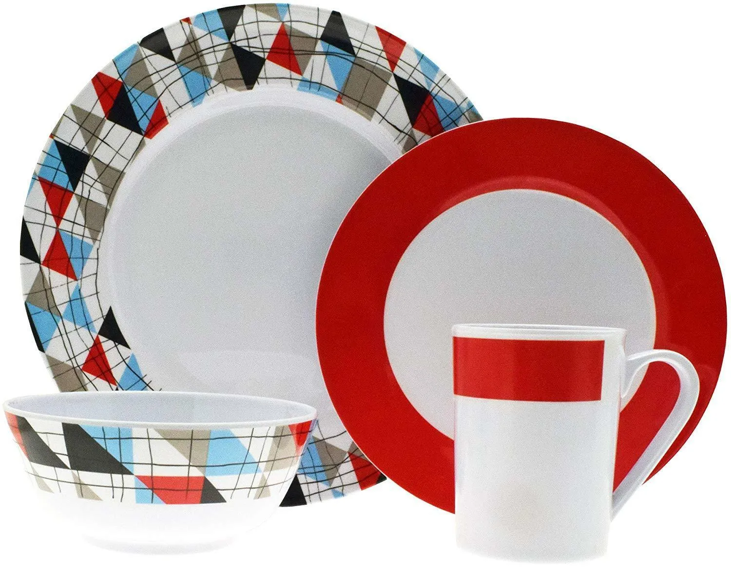 16Pc Dinner Set Plates Bowls Cups Bbq Camping Fishing Picnic Outdoor Dining Sets