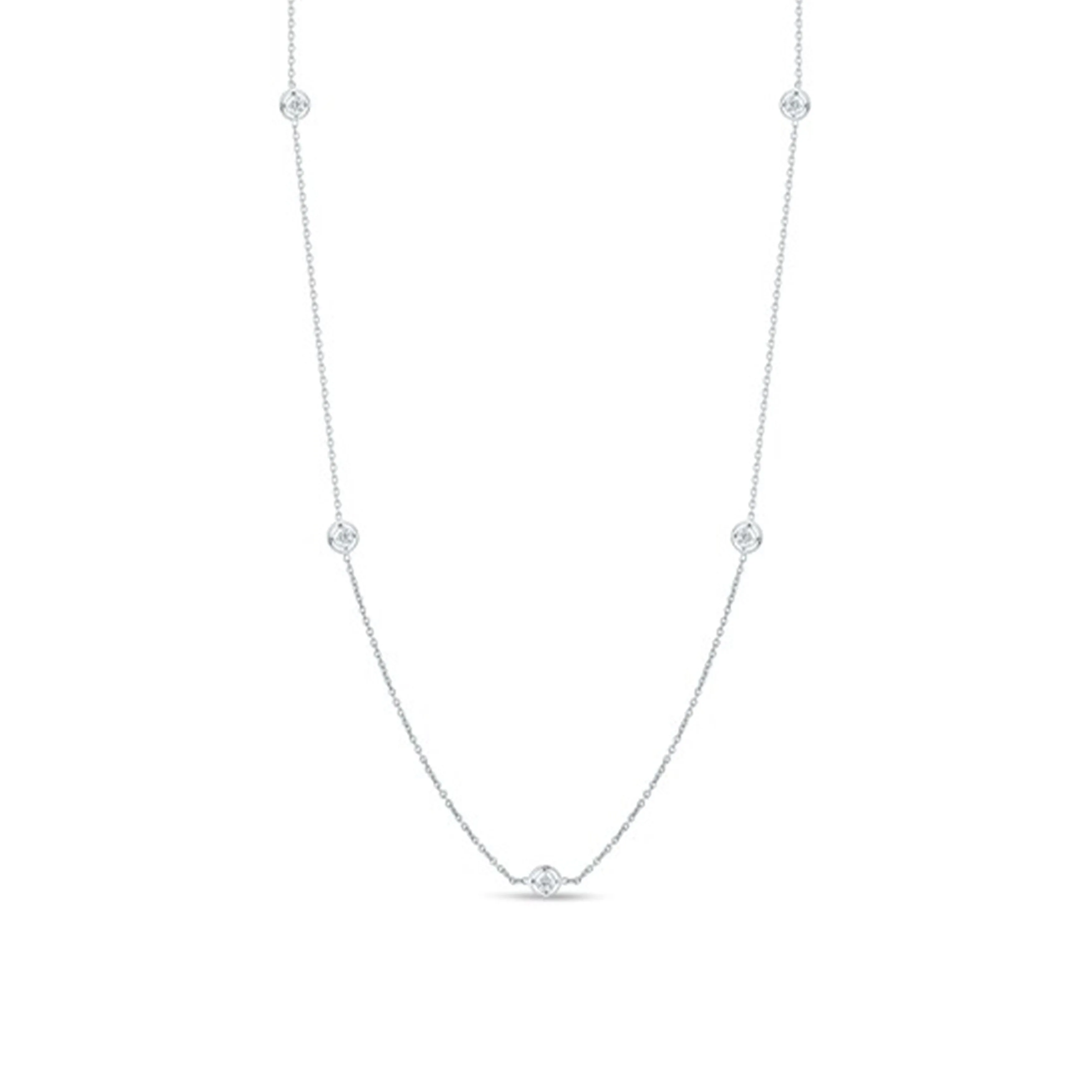 18K White Gold Roberto Coin Diamond Station Necklace
