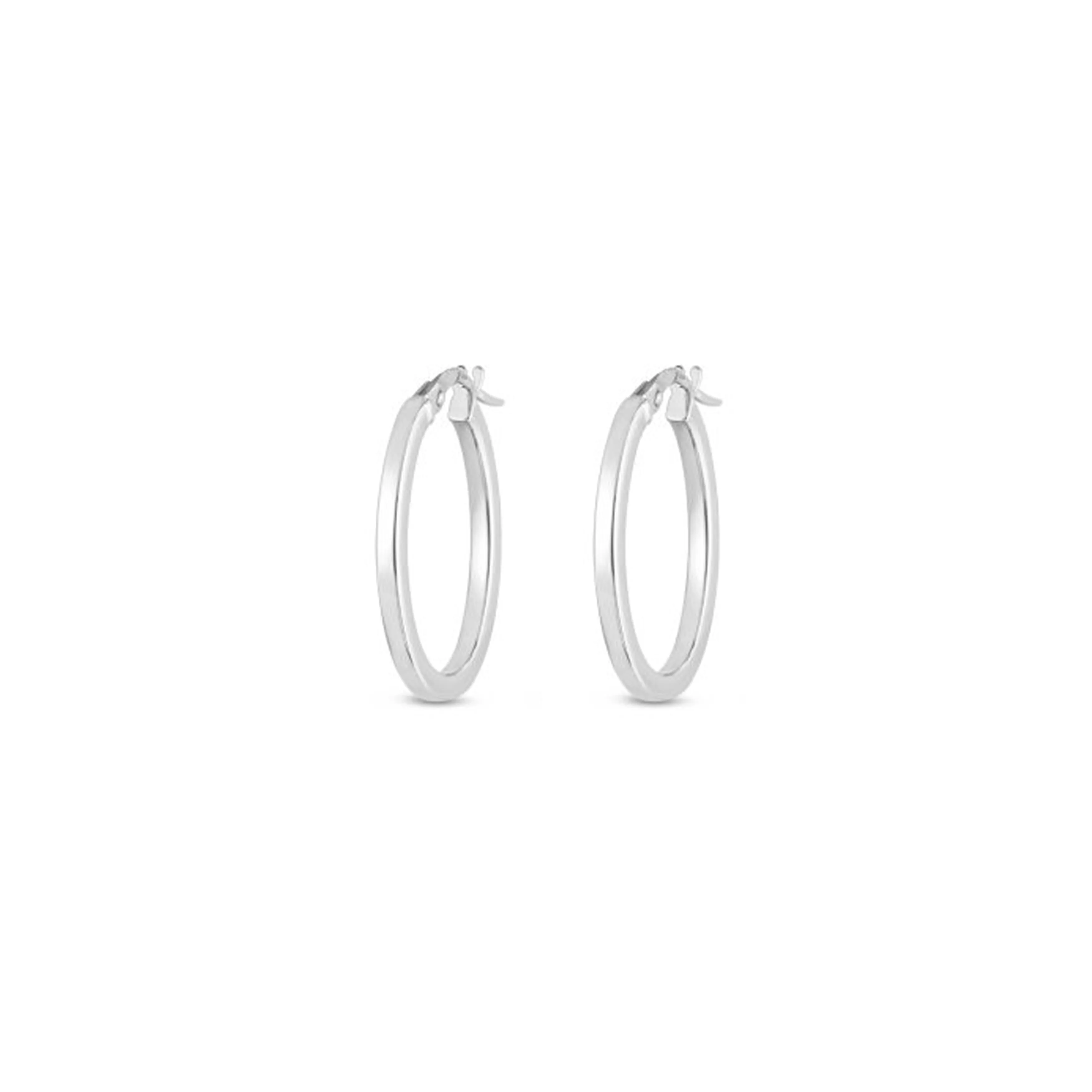 18K WHITE GOLD ROBERTO COIN MEDIUM HOOP EARRINGS