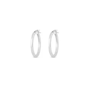 18K WHITE GOLD ROBERTO COIN MEDIUM HOOP EARRINGS