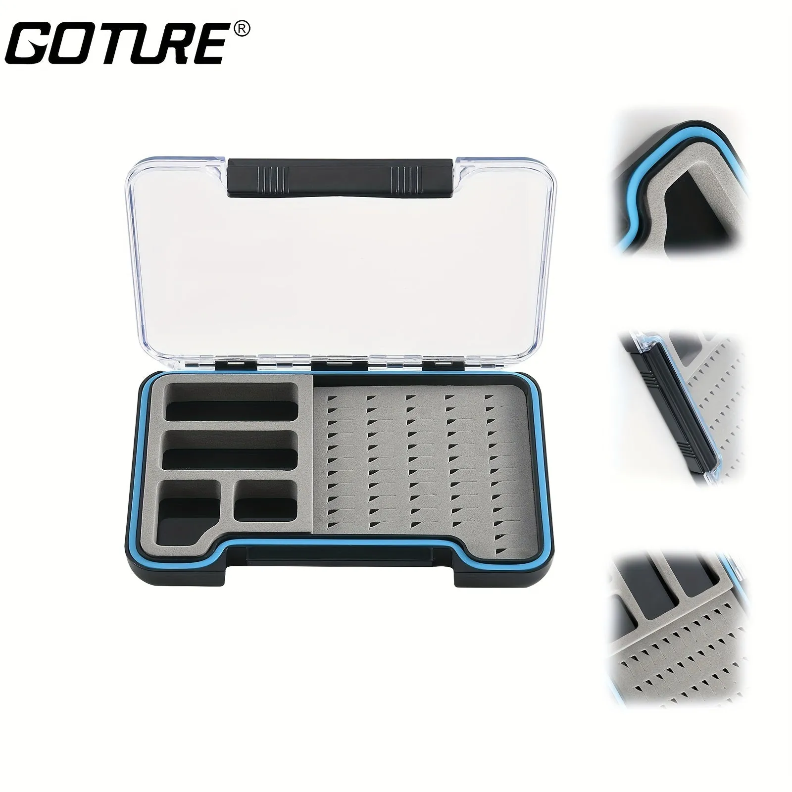 1pc Goture Waterproof Fly Fishing Box with Foam Insert - 4 Compartments for Freshwater and Saltwater Flies