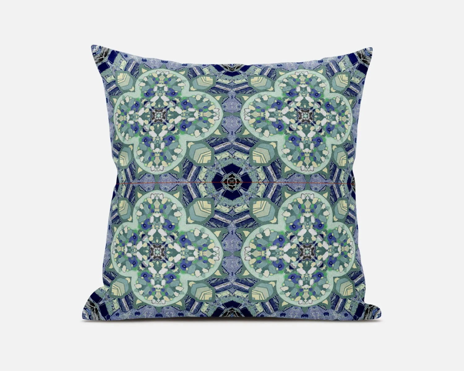 20” Aqua Blue Cloverleaf Boho Zippered Suede Throw Pillow