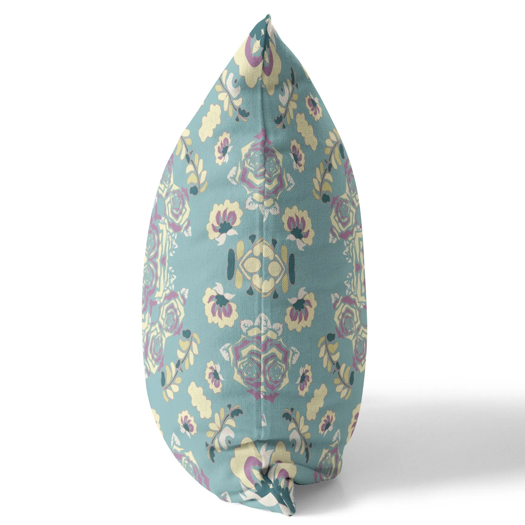 20” Blue Lavender Wreath Indoor Outdoor Zippered Throw Pillow