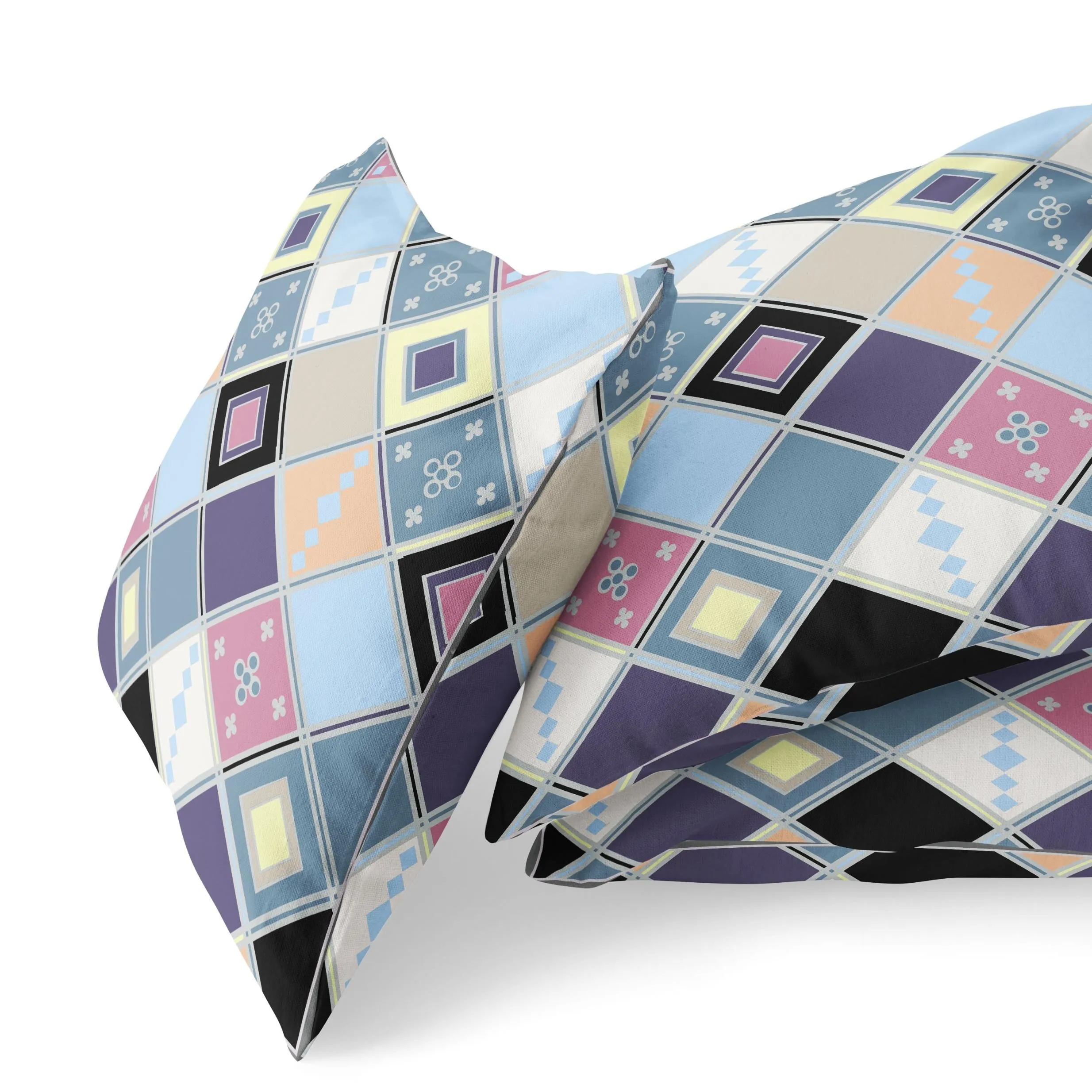 20” Blue Purple Tile Indoor Outdoor Zippered Throw Pillow