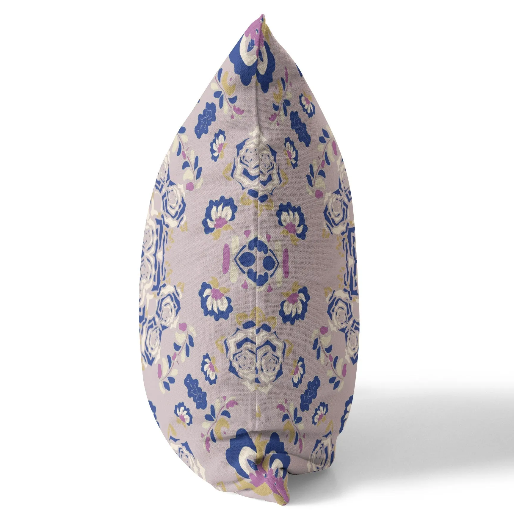 20” Lavender Blue Wreath Indoor Outdoor Zippered Throw Pillow