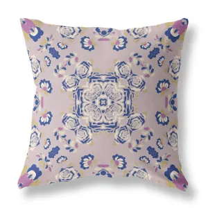 20” Lavender Blue Wreath Indoor Outdoor Zippered Throw Pillow