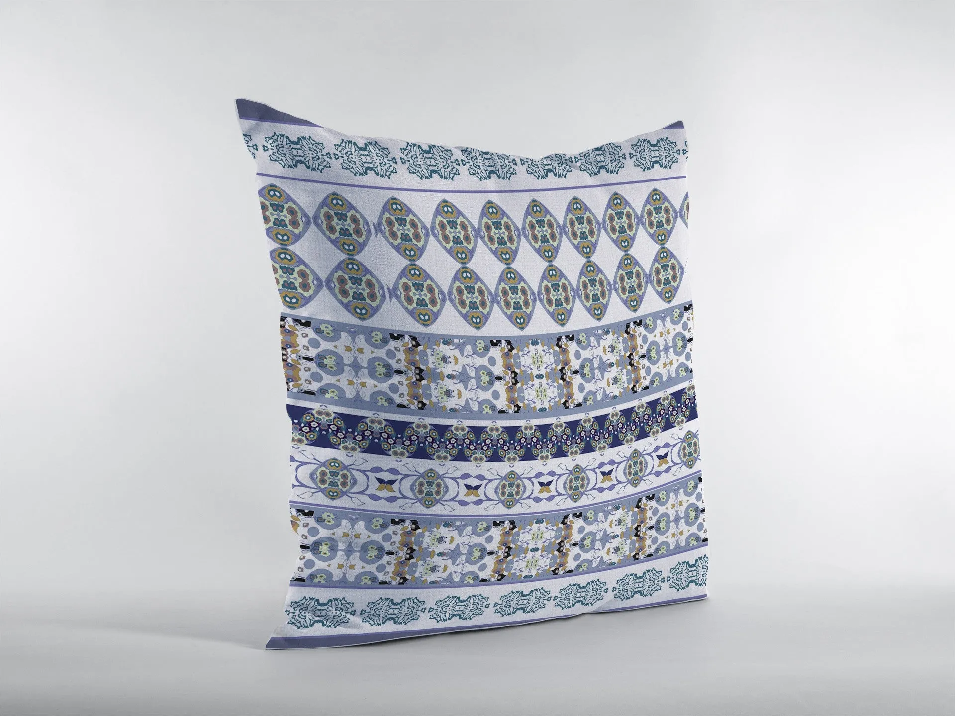 20” Navy White Strips Indoor Outdoor Zippered Throw Pillow