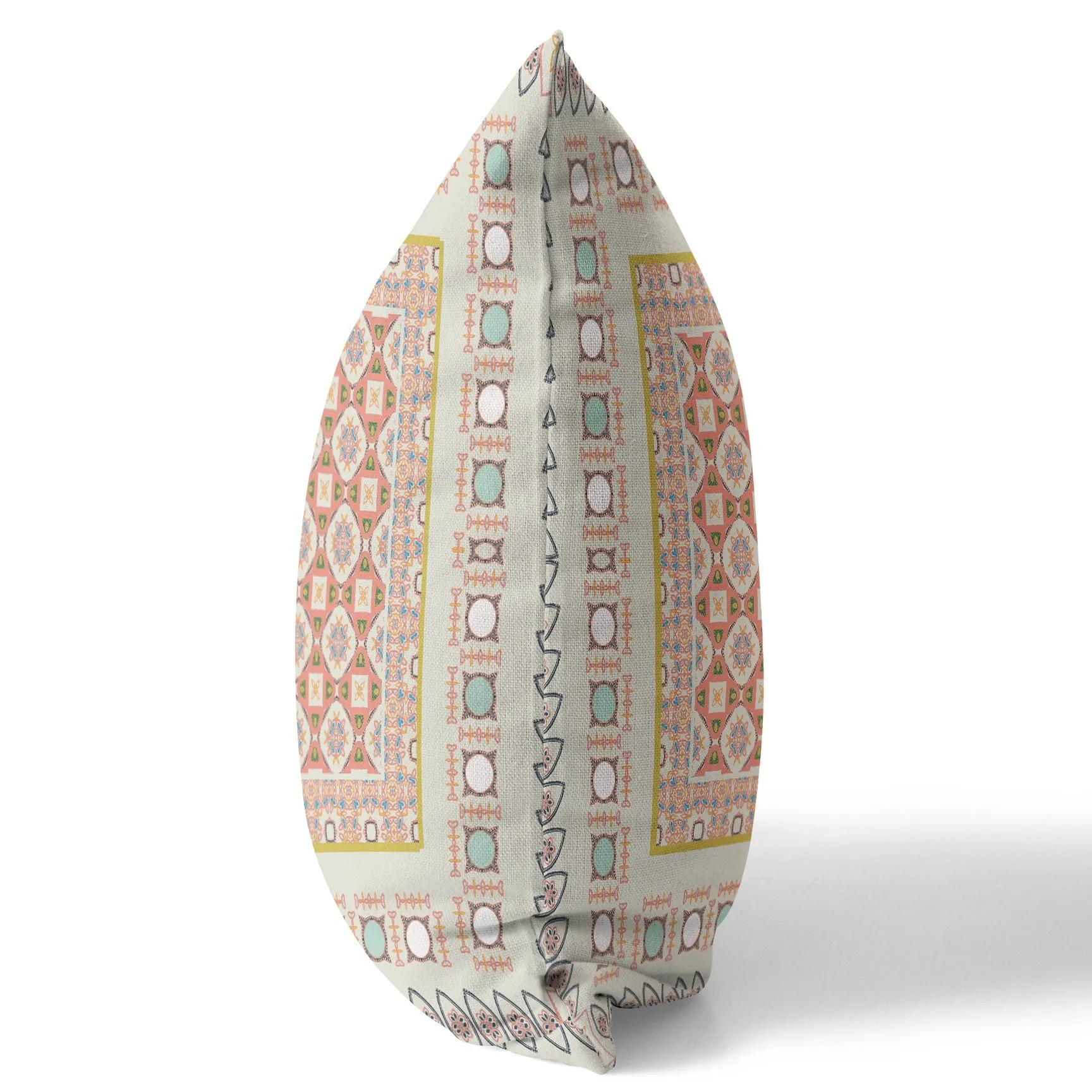 20” White Orange Block Indoor Outdoor Zippered Throw Pillow