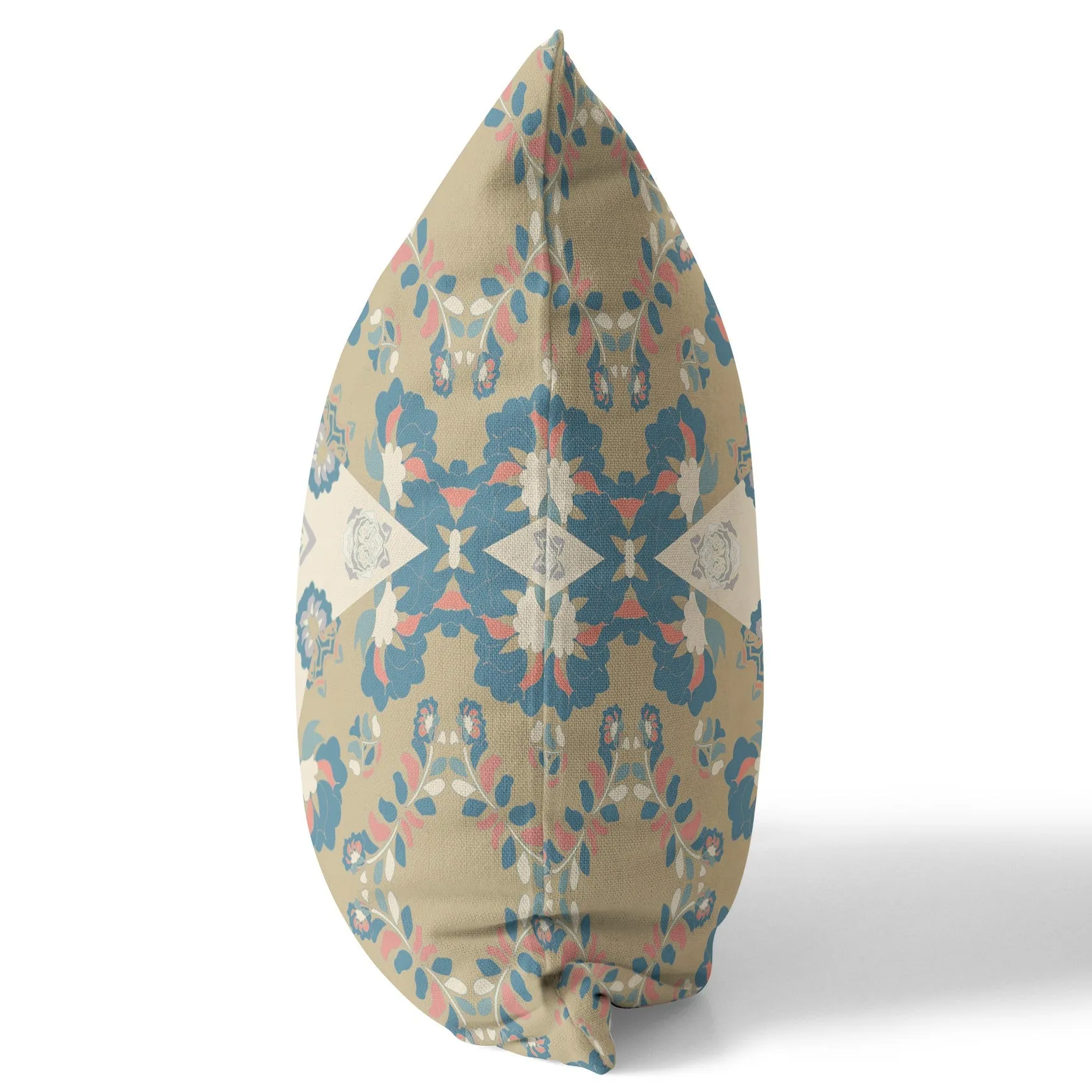 20" Brown Blue Star Indoor Outdoor Zip Throw Pillow