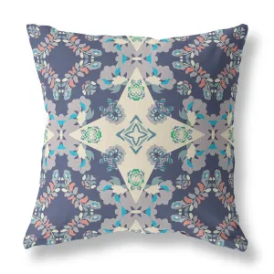 26” Navy White Diamond Star Indoor Outdoor Zippered Throw Pillow
