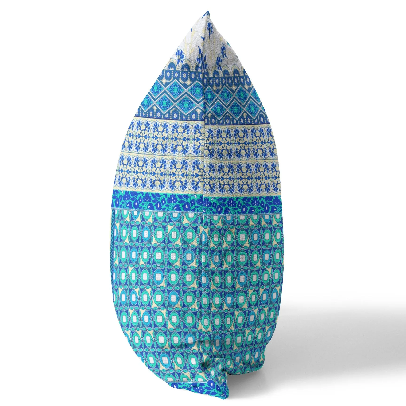 26” Turquoise Blue Patch Indoor Outdoor Zippered Throw Pillow