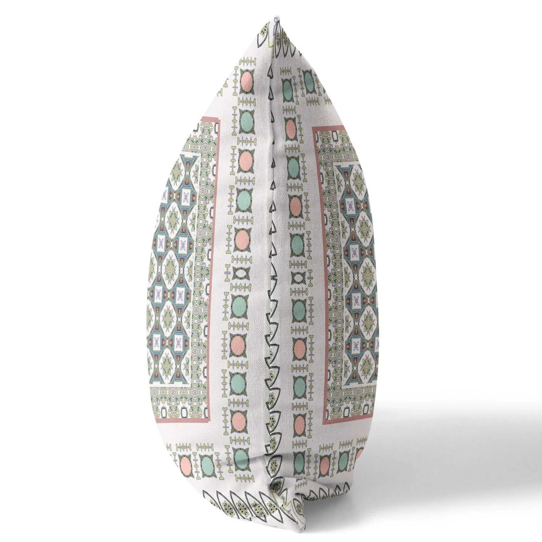 26” White Blue Block Indoor Outdoor Zippered Throw Pillow