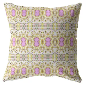 26” Yellow Lavender Geofloral Indoor Outdoor Zippered Throw Pillow
