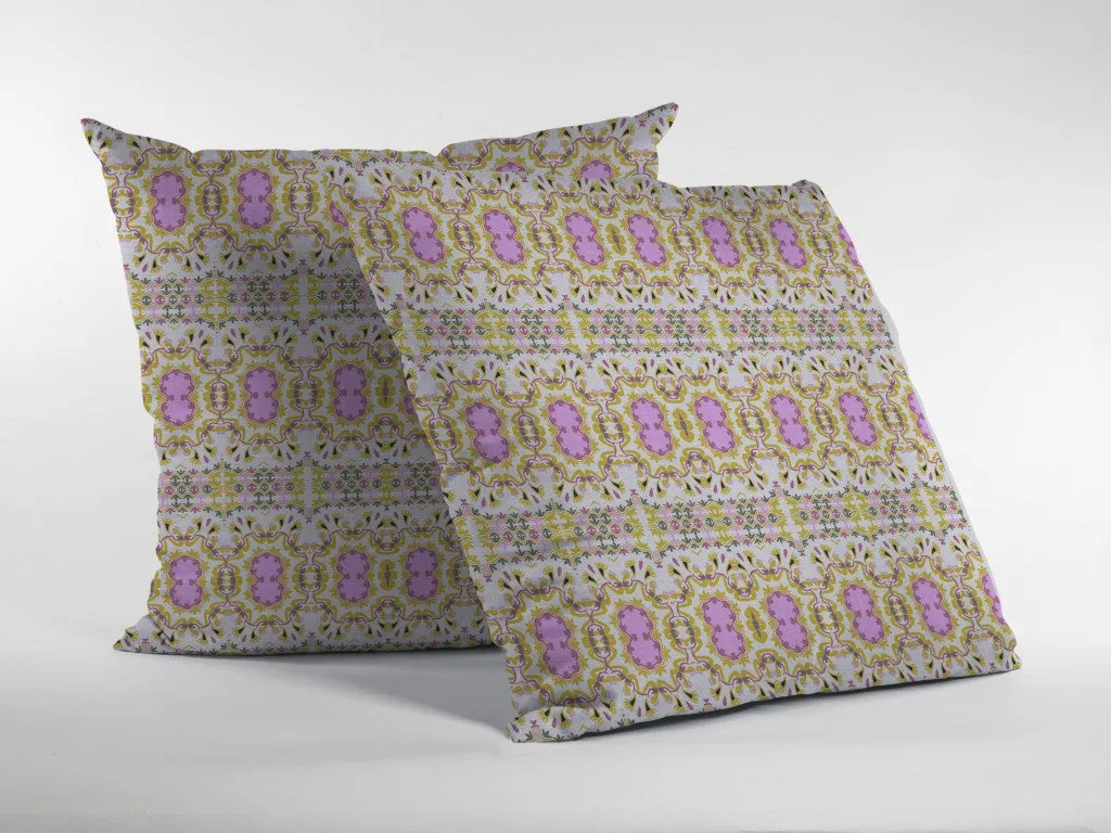 26” Yellow Lavender Geofloral Indoor Outdoor Zippered Throw Pillow