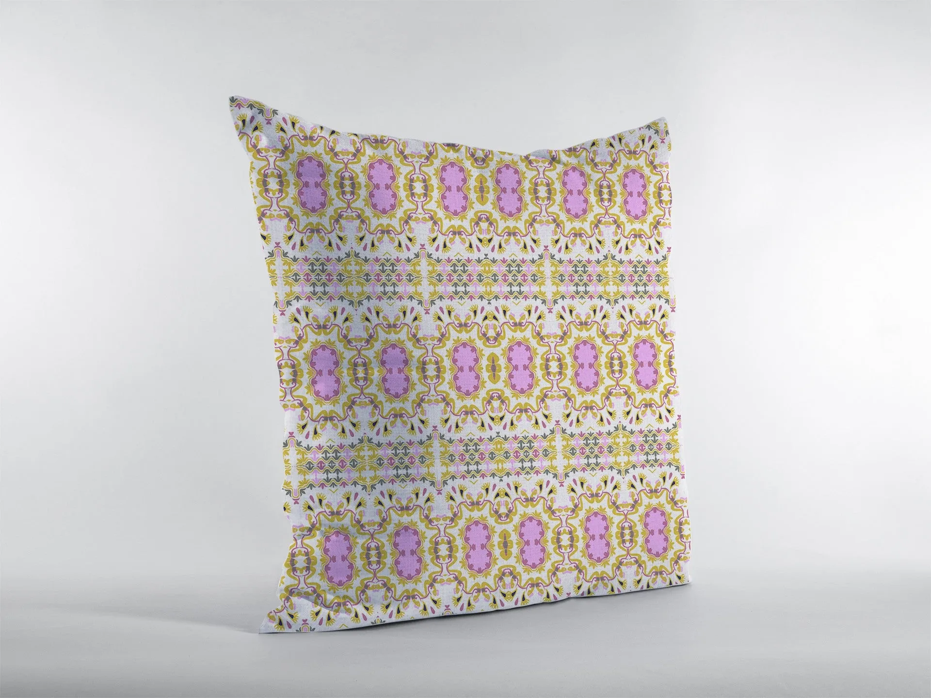 26” Yellow Lavender Geofloral Indoor Outdoor Zippered Throw Pillow
