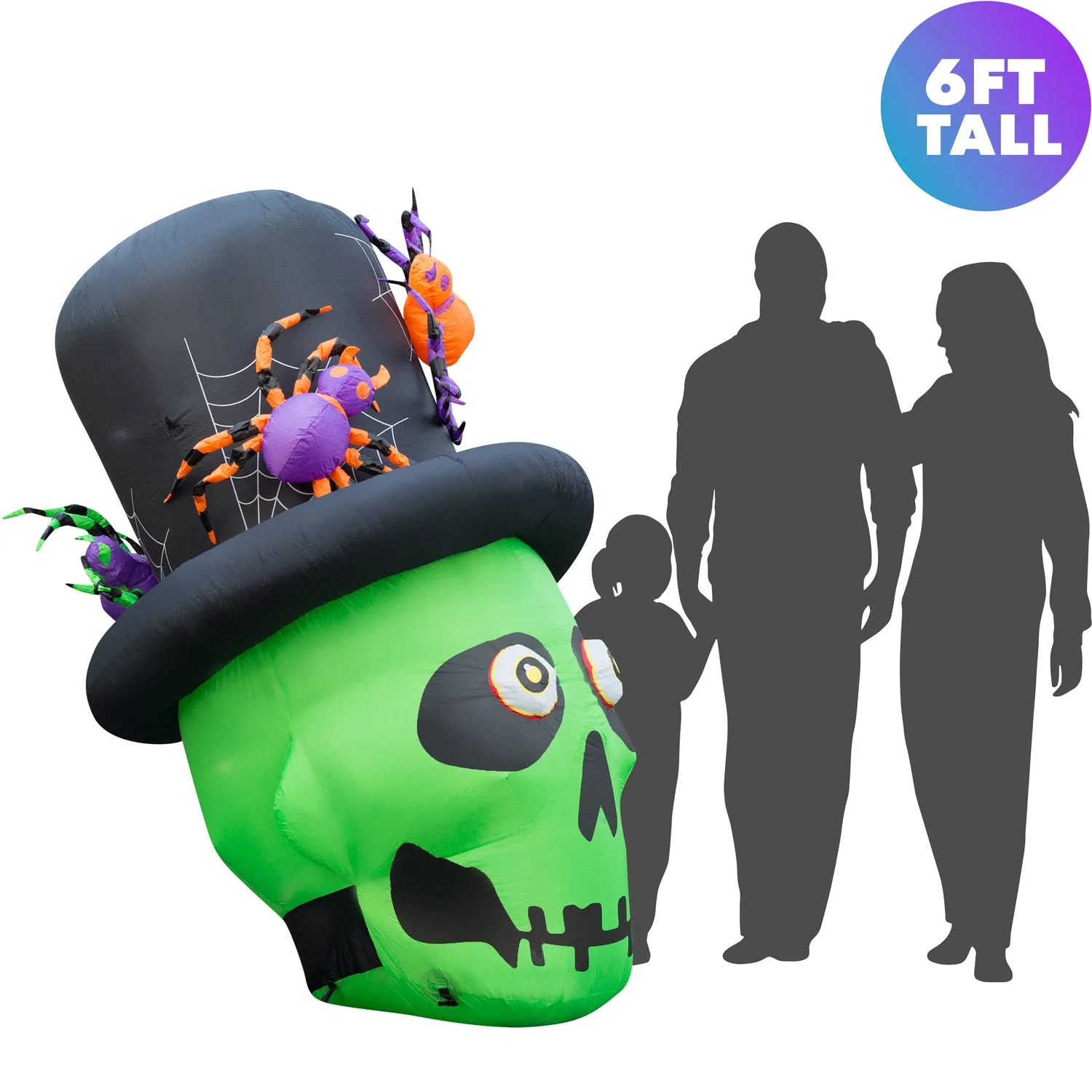 6 ft Inflatable Halloween Top Hat Skull Yard Decoration
