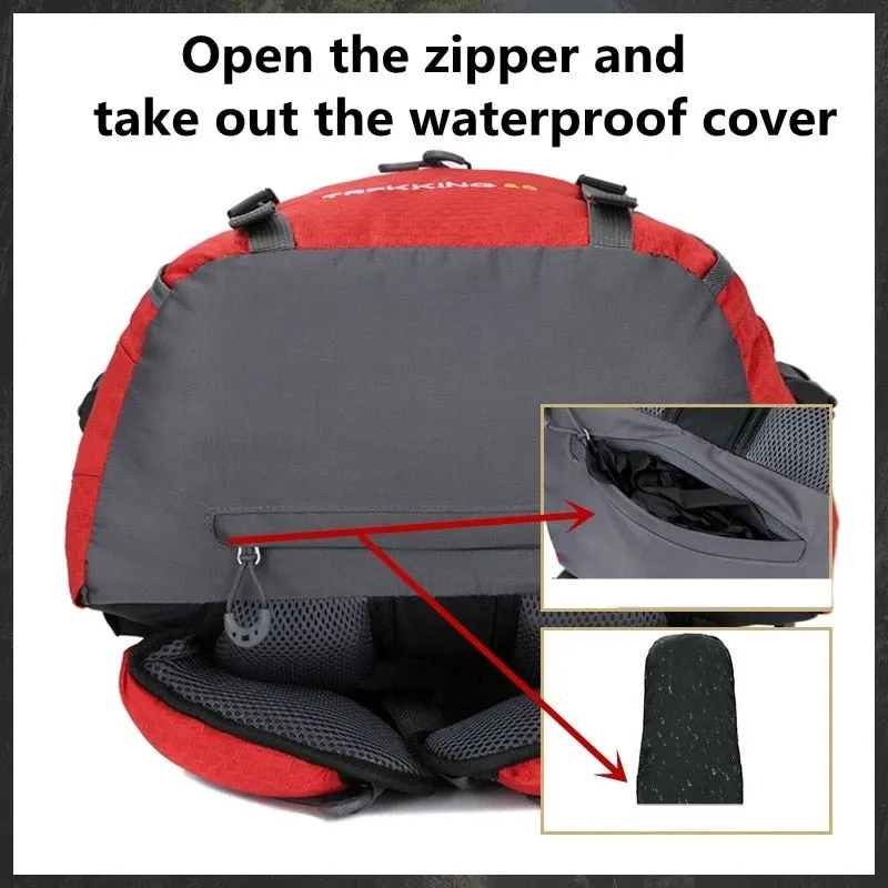 60L backpack camping mountaineering bag waterproof hiking backpacks molle bag