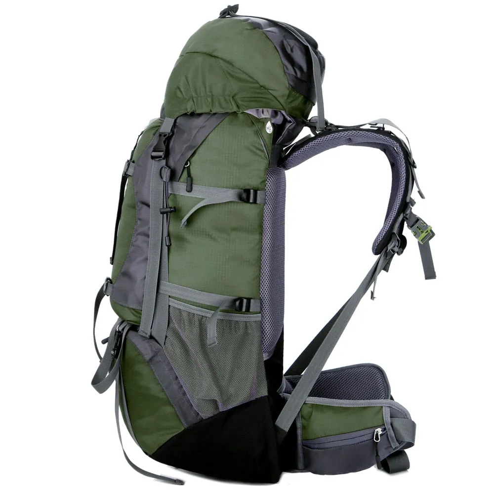 60L Outdoor Climbing Bag Backpack Camping Waterproof Hiking Molle Bag With Rain Cover