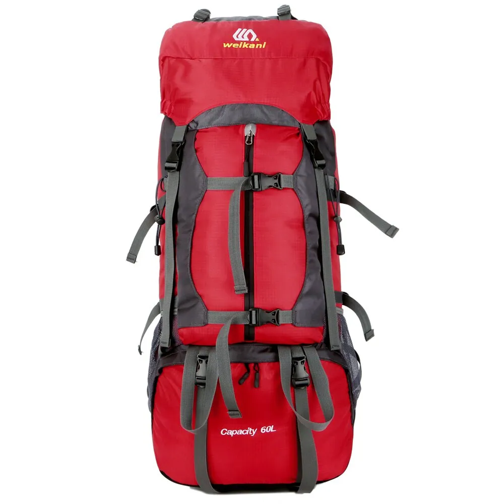 60L Outdoor Climbing Bag Backpack Camping Waterproof Hiking Molle Bag With Rain Cover