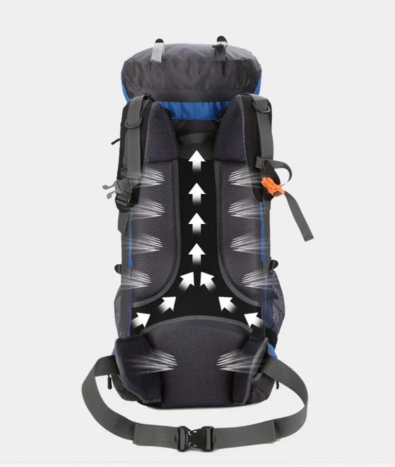 60L Outdoor Climbing Bag Backpack Camping Waterproof Hiking Molle Bag With Rain Cover