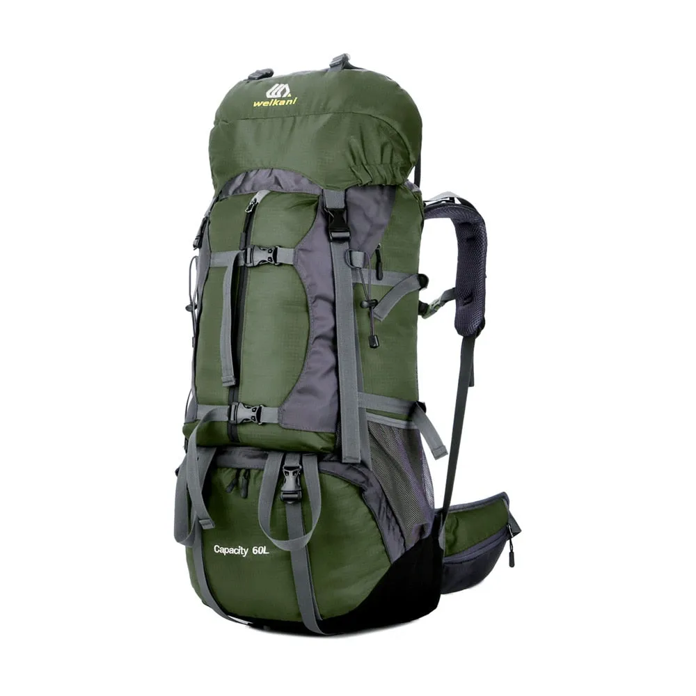 60L Outdoor Climbing Bag Backpack Camping Waterproof Hiking Molle Bag With Rain Cover