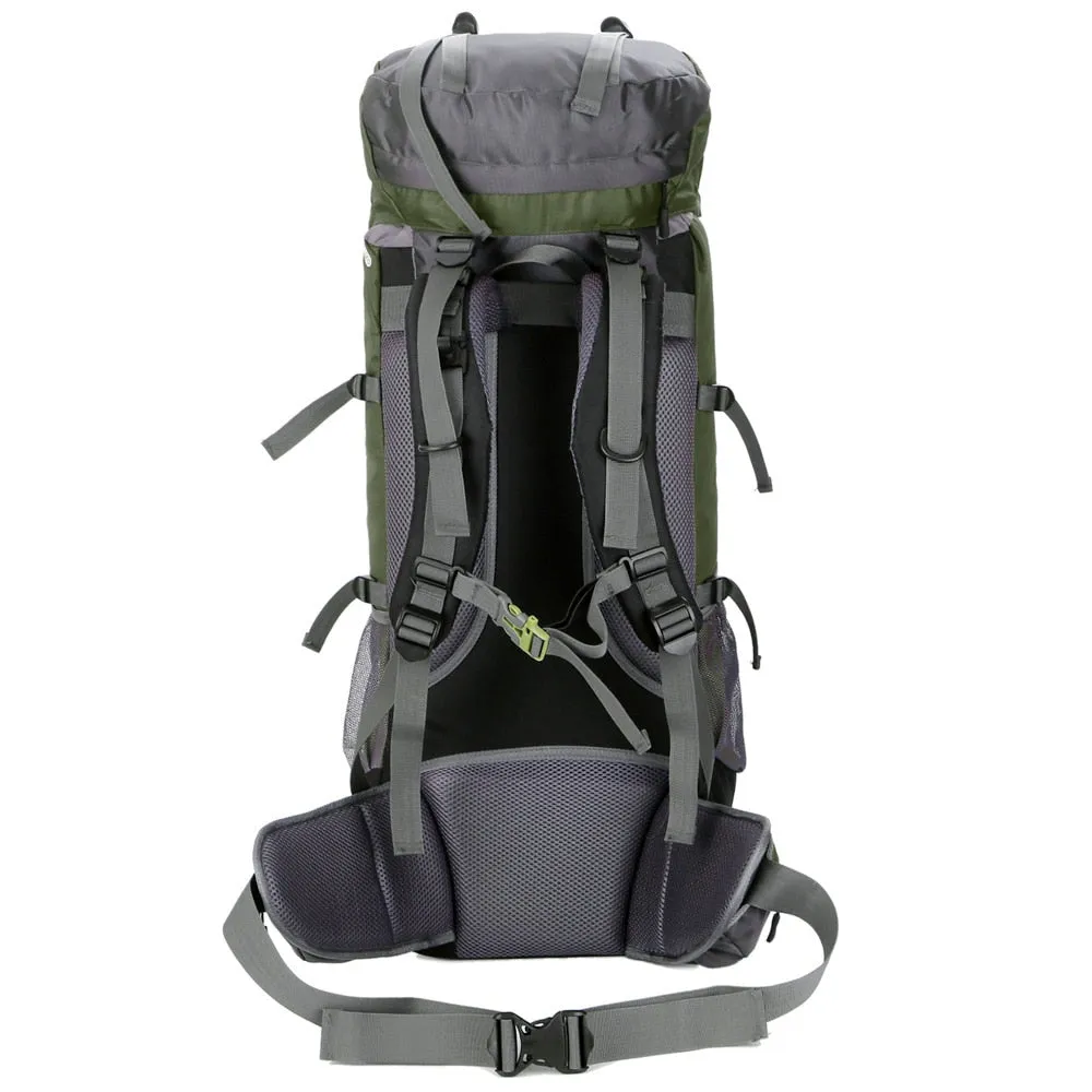 60L Outdoor Climbing Bag Backpack Camping Waterproof Hiking Molle Bag With Rain Cover