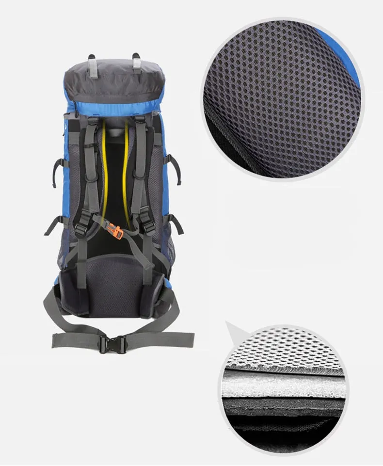 60L Outdoor Climbing Bag Backpack Camping Waterproof Hiking Molle Bag With Rain Cover