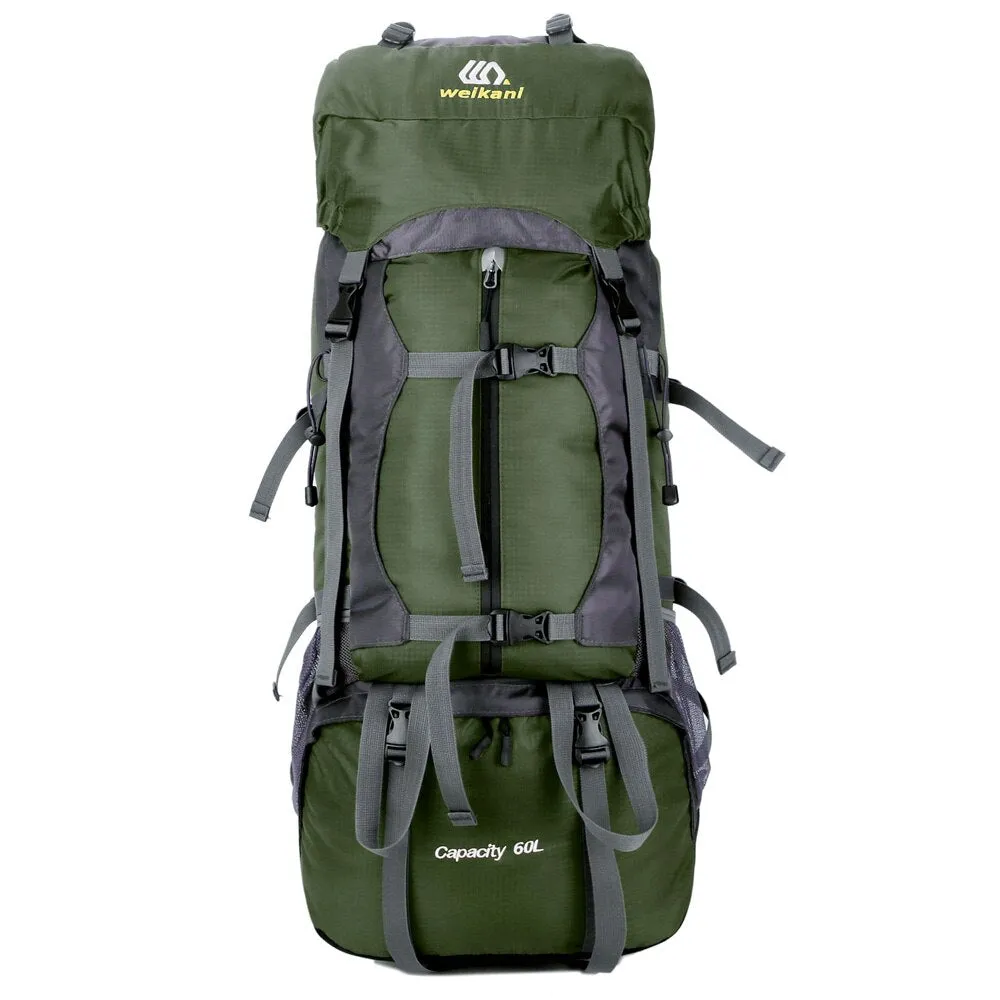 60L Outdoor Climbing Bag Backpack Camping Waterproof Hiking Molle Bag With Rain Cover