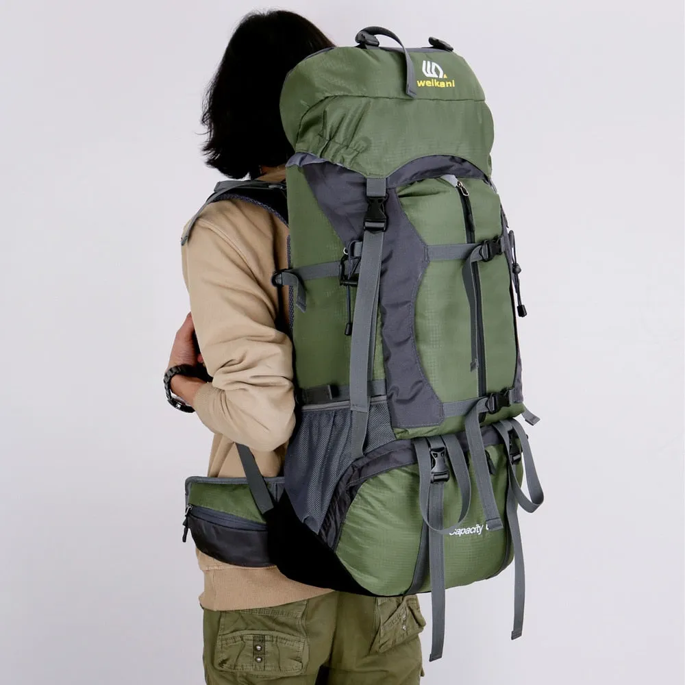 60L Outdoor Climbing Bag Backpack Camping Waterproof Hiking Molle Bag With Rain Cover