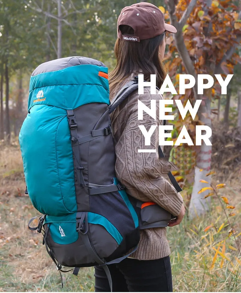 65L Outdoor Backpack for Travel Climbing Hiking Large Capacity Waterproof Camping Backpacks with Rain Cover