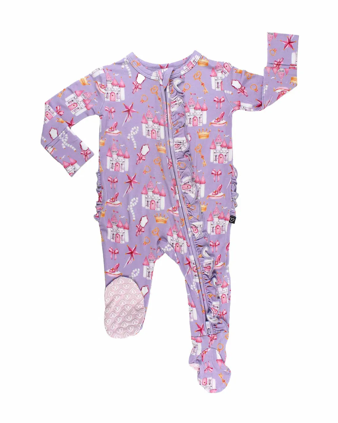 Amelia Princess Bamboo Ruffled Zippered Footie