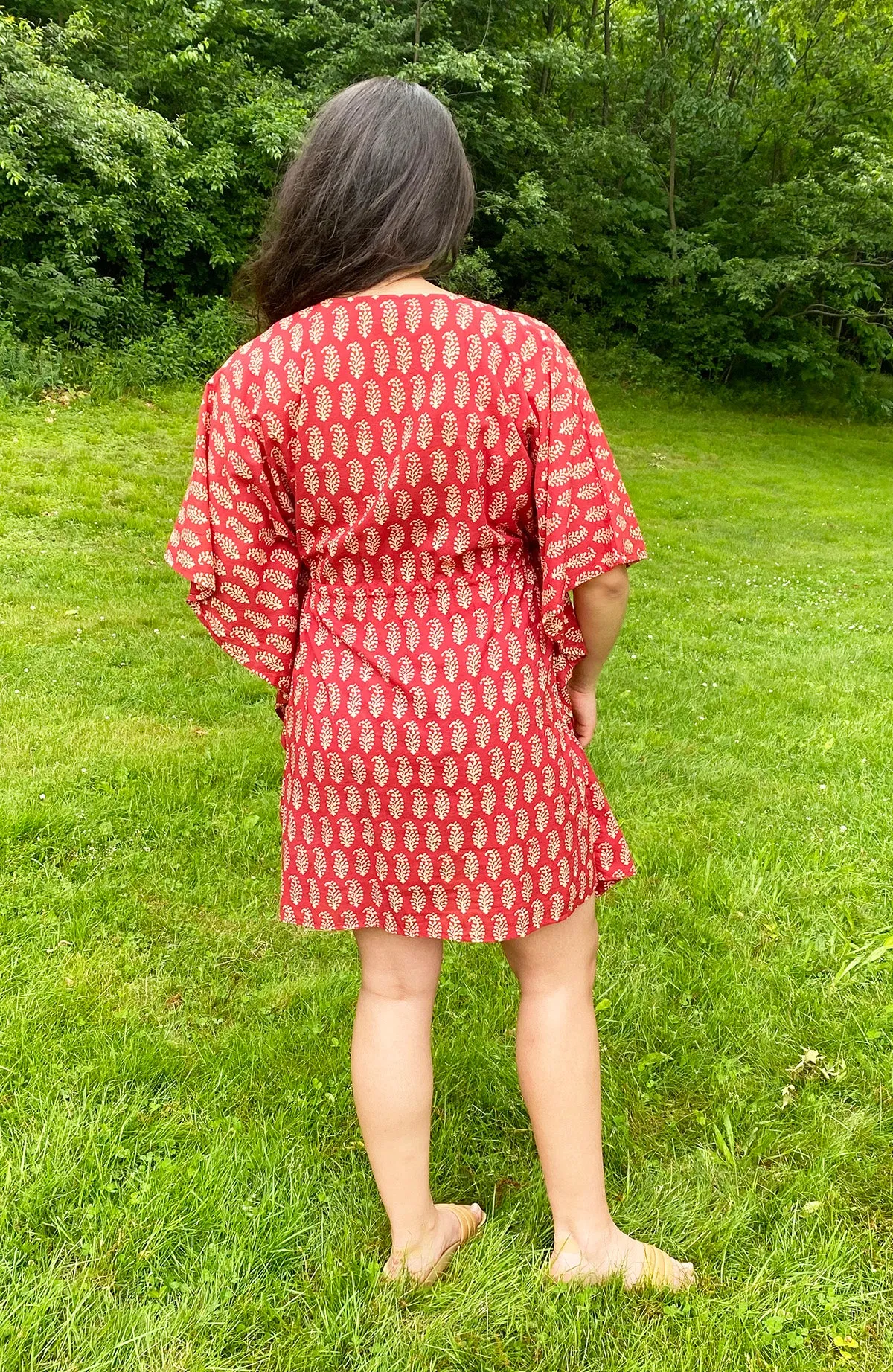 Amisha Short Kaftan | Mini Leaf Saffron