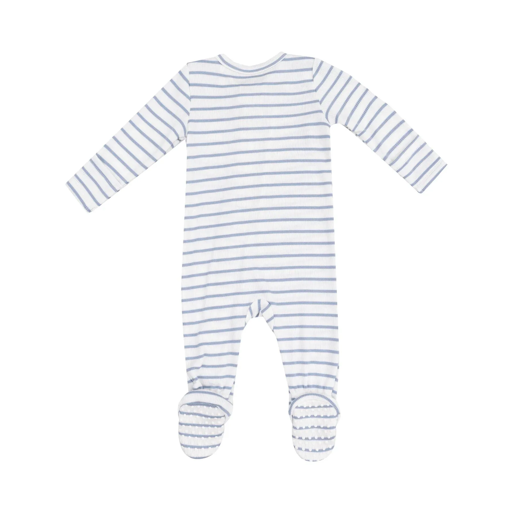 Angel Dear-  2 Way Zipper Footie - French Stripe Dusty Blue