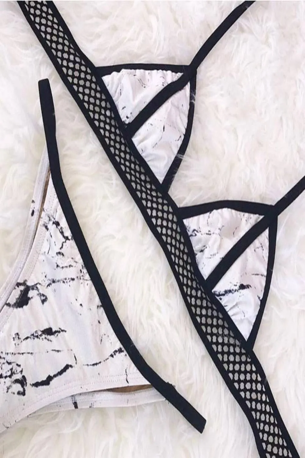 Ariel Dusty Mesh White Bikini Swimsuit