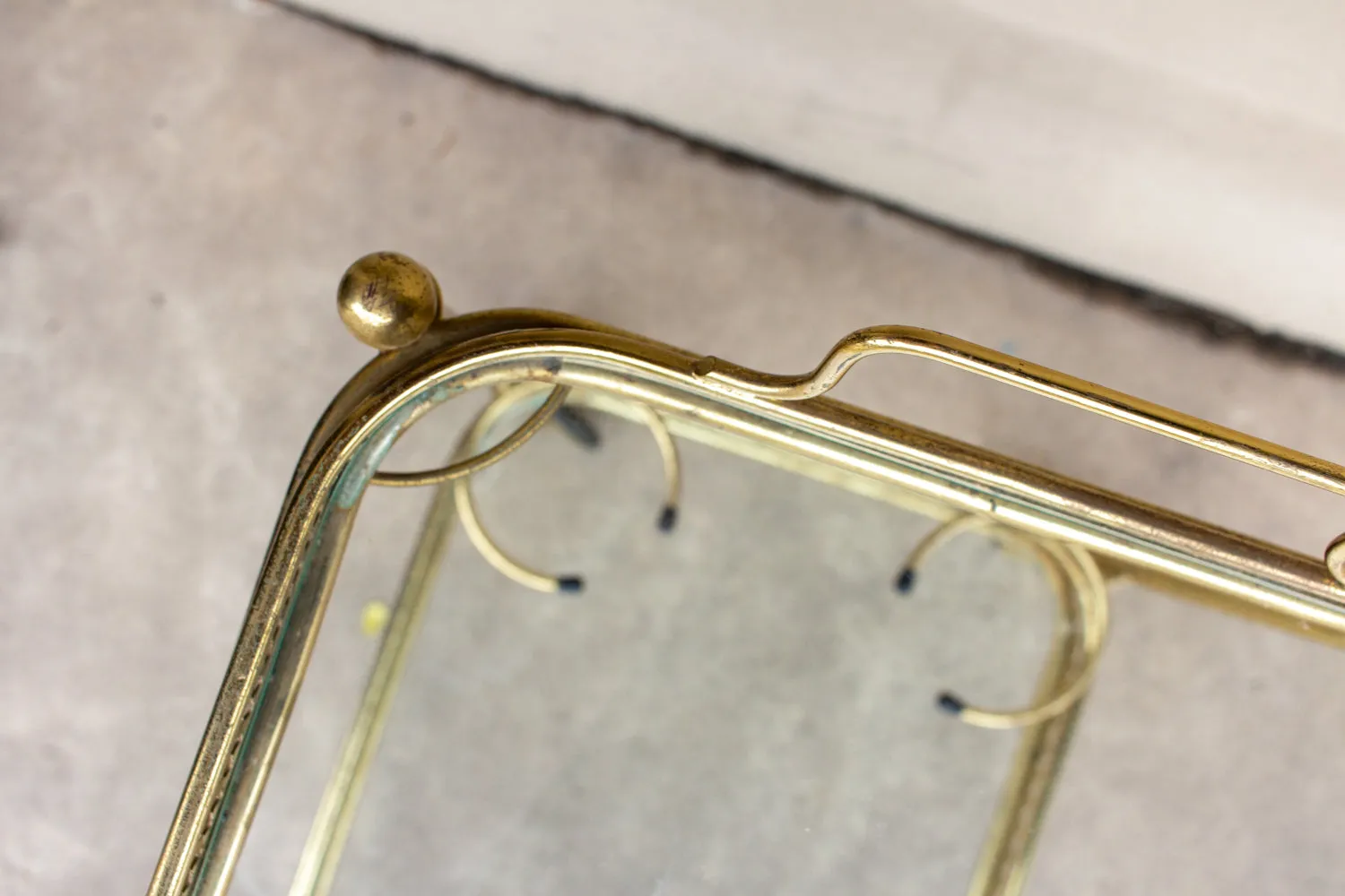 Art Deco French Brass and Glass Bar Cart with Tray Top on Casters
