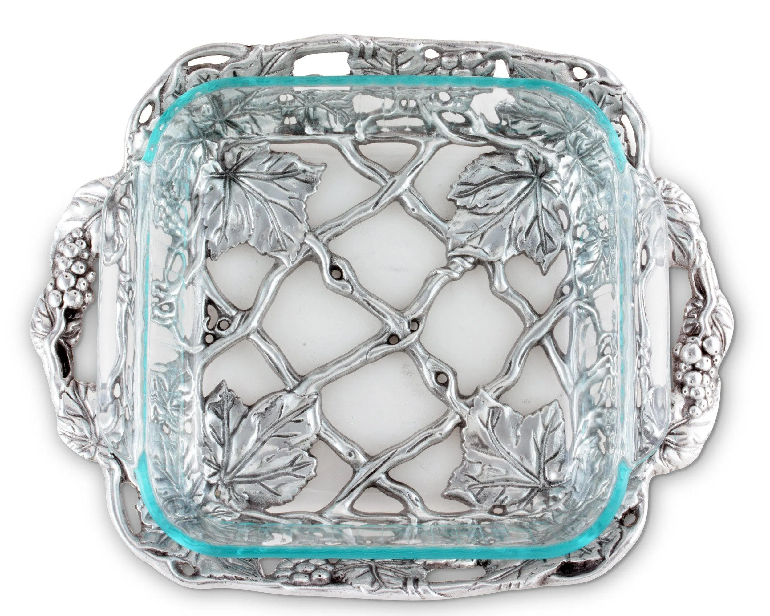 Arthur Court Grape Square Pyrex Holder 2qt