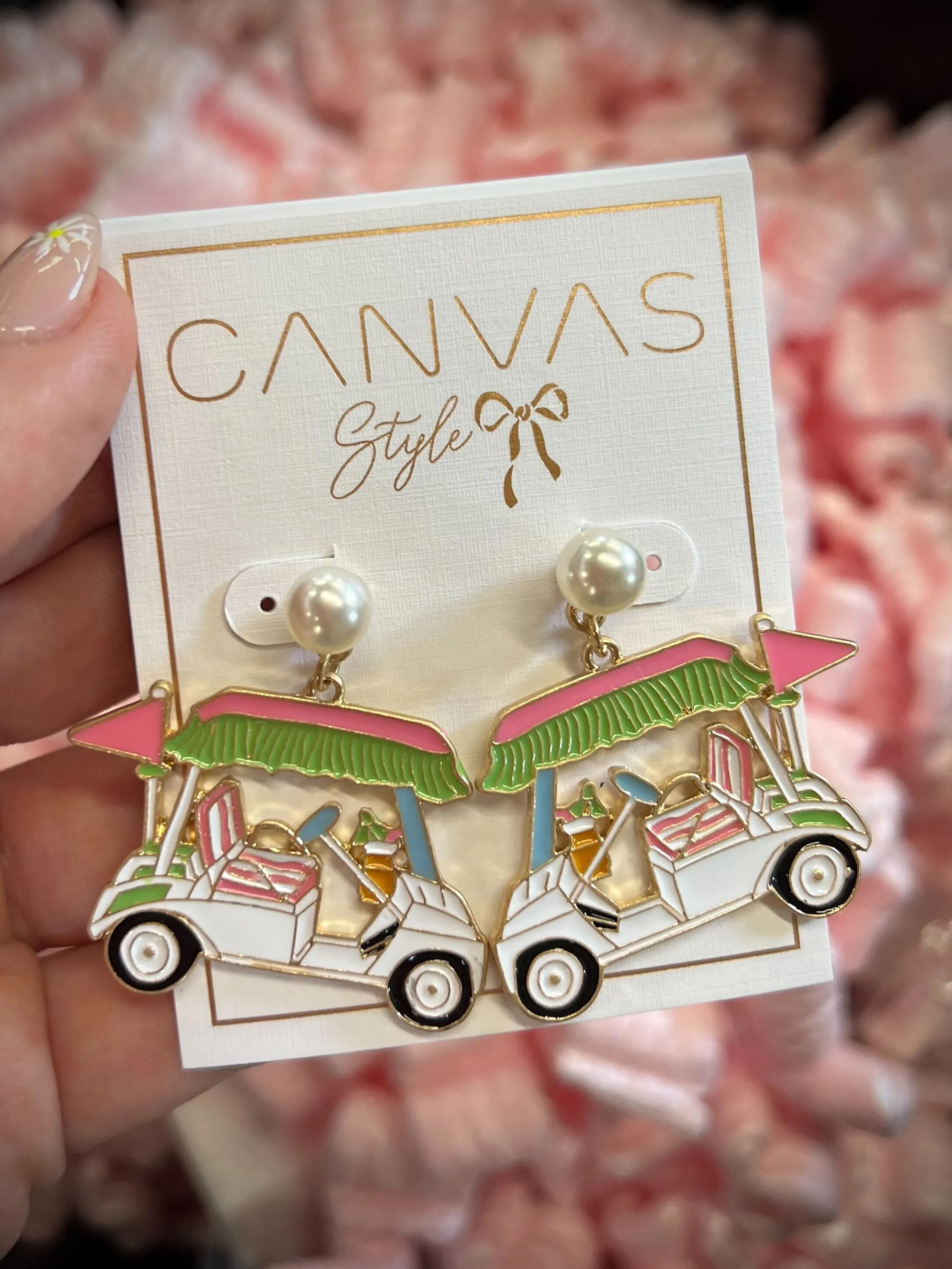 Bella Enamel Golf Cart Earrings